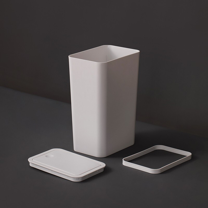 茶花大号弹盖式垃圾桶分类创意办公室客厅卧室家用带盖塑料桶 茶花白