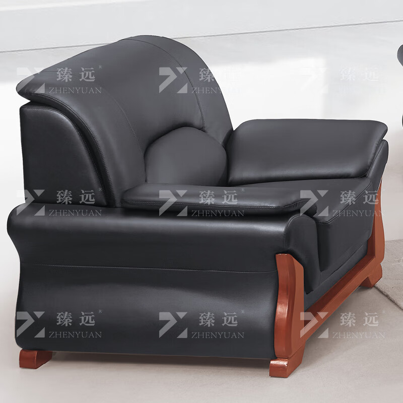 臻远ZYJJ-80287办公沙发茶几组合办公室简约会客接待沙发牛皮三人位