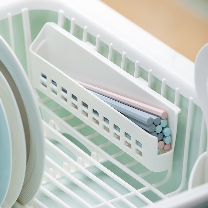 茶花（CHAHUA） 茶花欧式带盖碗碟架放碗架收纳盒沥水架装碗筷收纳箱碗柜置物 【大号】蓝色【1817可立碟/带筷筒/分体式盖】