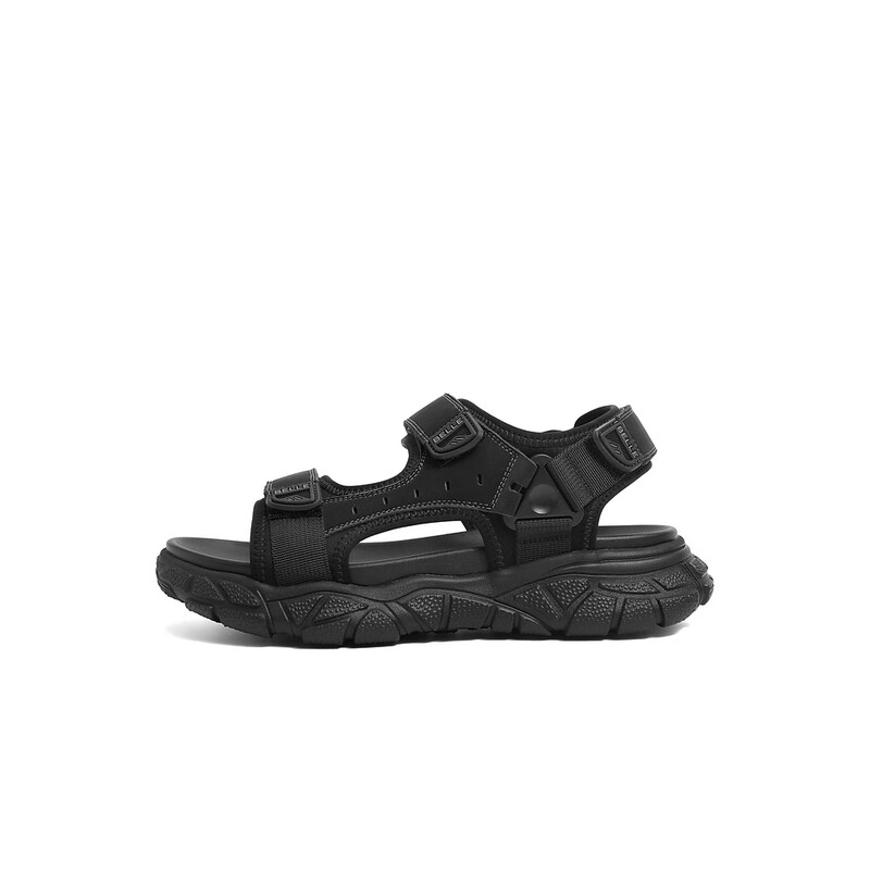 百丽厚底沙滩凉鞋男2023夏新魔术贴户外度假运动休闲凉鞋A1144BL3 黑色 42