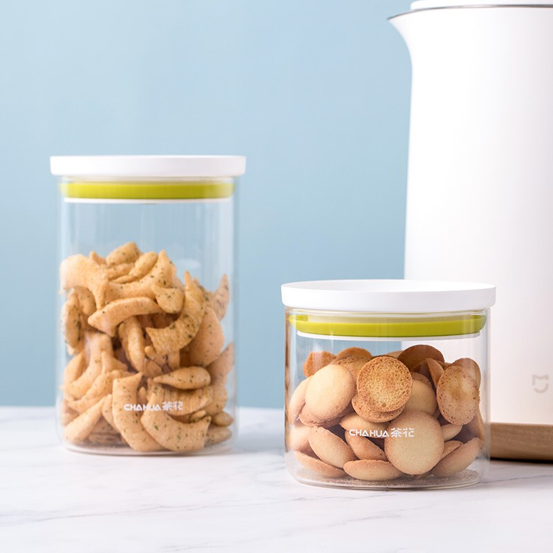 茶花密封罐玻璃食品瓶子蜂蜜柠檬百香果瓶泡菜坛子带盖家用厨房储物罐 大中小三件套