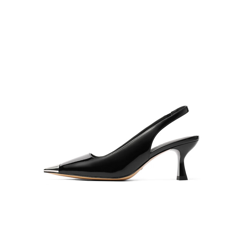 百丽金属头凉鞋女2023秋季新商场同款方头时装凉鞋 黑色 36