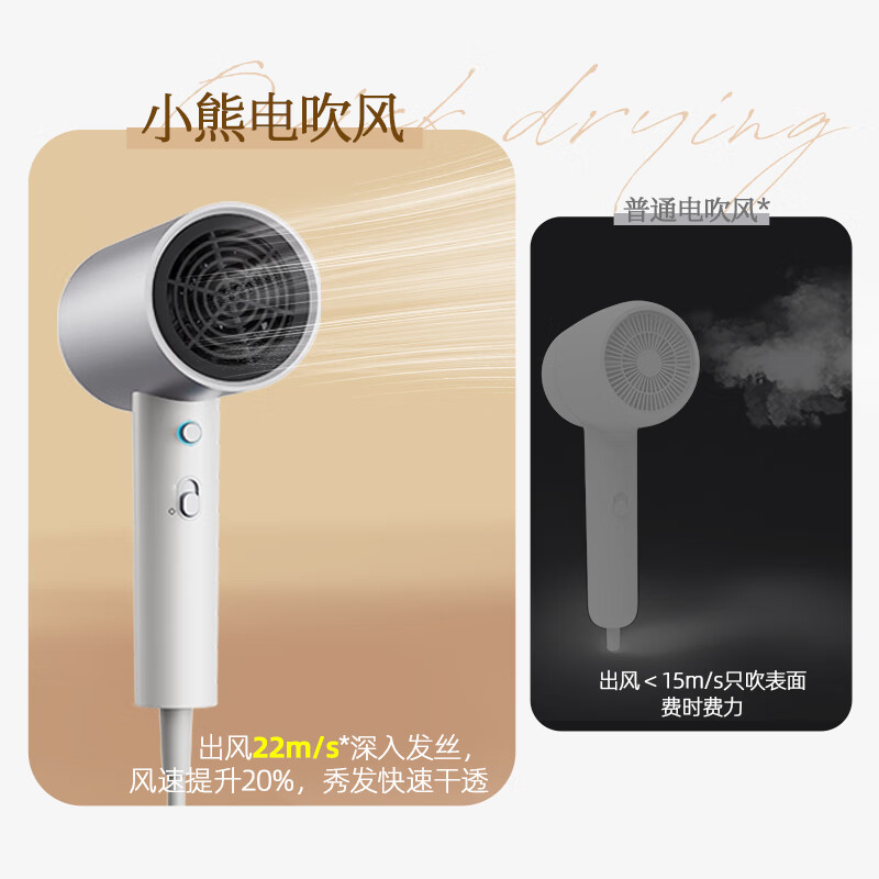 小熊（Bear）吹风机 电吹风家用 吹风筒大功率高速风力速干 宿舍便携低噪负离子不伤发专用磁吸风嘴DCF-C18E5