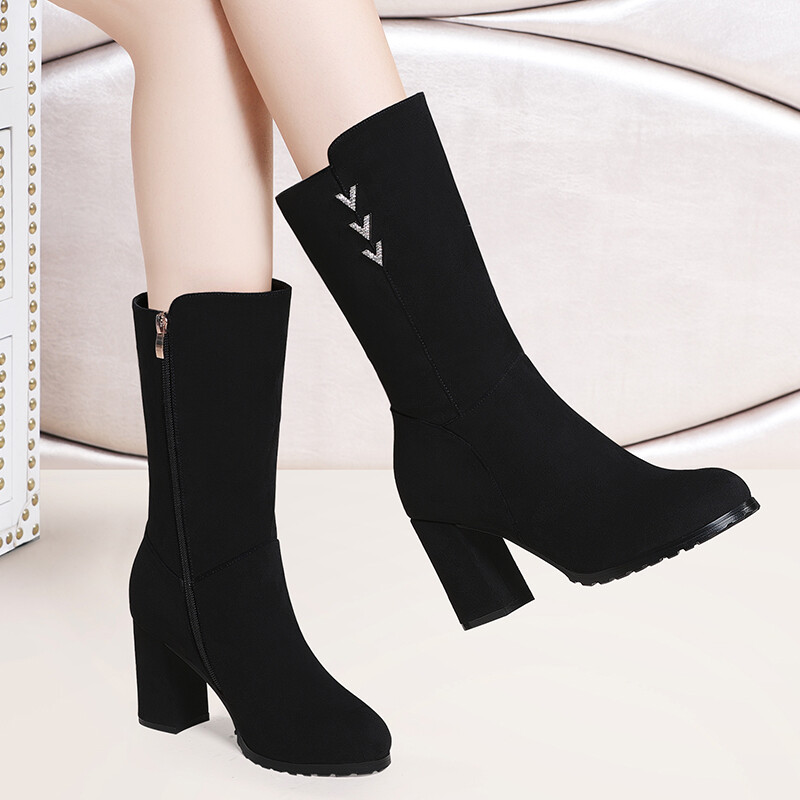 women boots shoes leather boots knee high heels