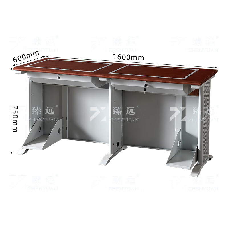 臻远ZY4012423隐藏式翻转电脑桌培训桌办公桌C款双人位