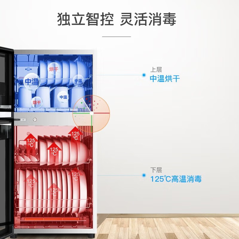 康宝（Canbo）消毒碗柜 家用立式 小型迷你 厨房碗具消毒碗柜 二星级高温消毒 大容量 XDZ80-N1【80升】四层架收纳