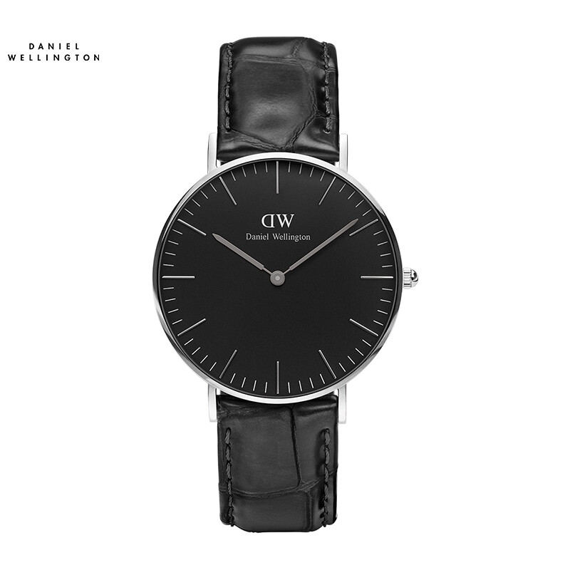 丹尼尔惠灵顿(danielwellington)手表dw女表36mm黑表盘银色边皮带超薄