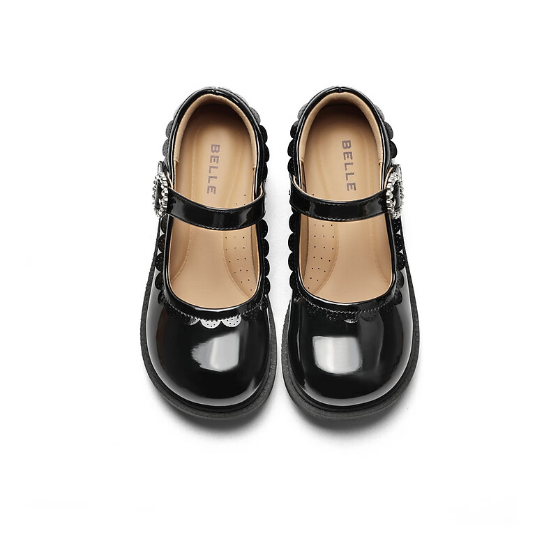 百丽甜美玛丽珍鞋童鞋2023秋季新商场同款可爱小皮鞋V0016C83 黑色 28