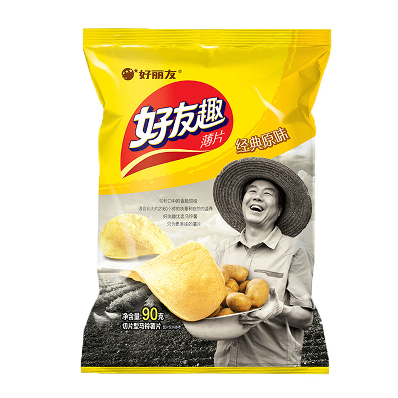 orion 好丽友 休闲零食 薯片 好友趣薄片 经典原味90g/袋