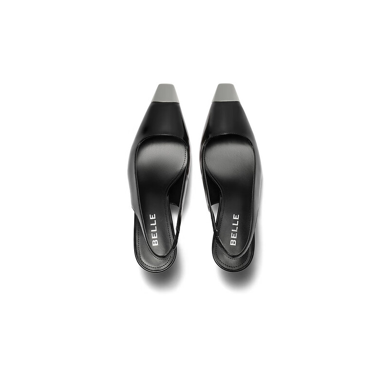 百丽金属头凉鞋女2023秋季新商场同款方头时装凉鞋 黑色 36