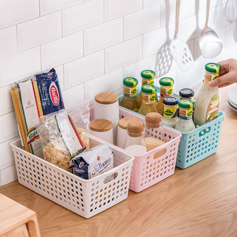 茶花（CHAHUA）茶花收纳筐厨房蔬菜水果筐果蔬收纳整理筐文具收纳盒收纳筐小号2898 粉色4个装-2898