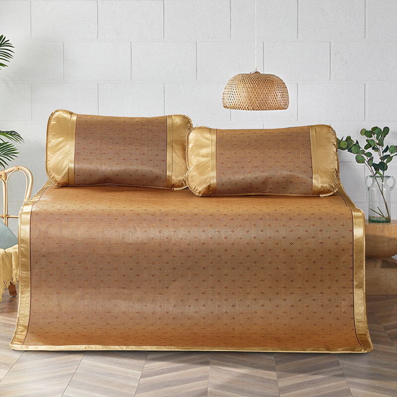 富安娜家纺单人席子 夏季凉席仿藤席可折叠学生宿舍0.9米床（90*190cm）