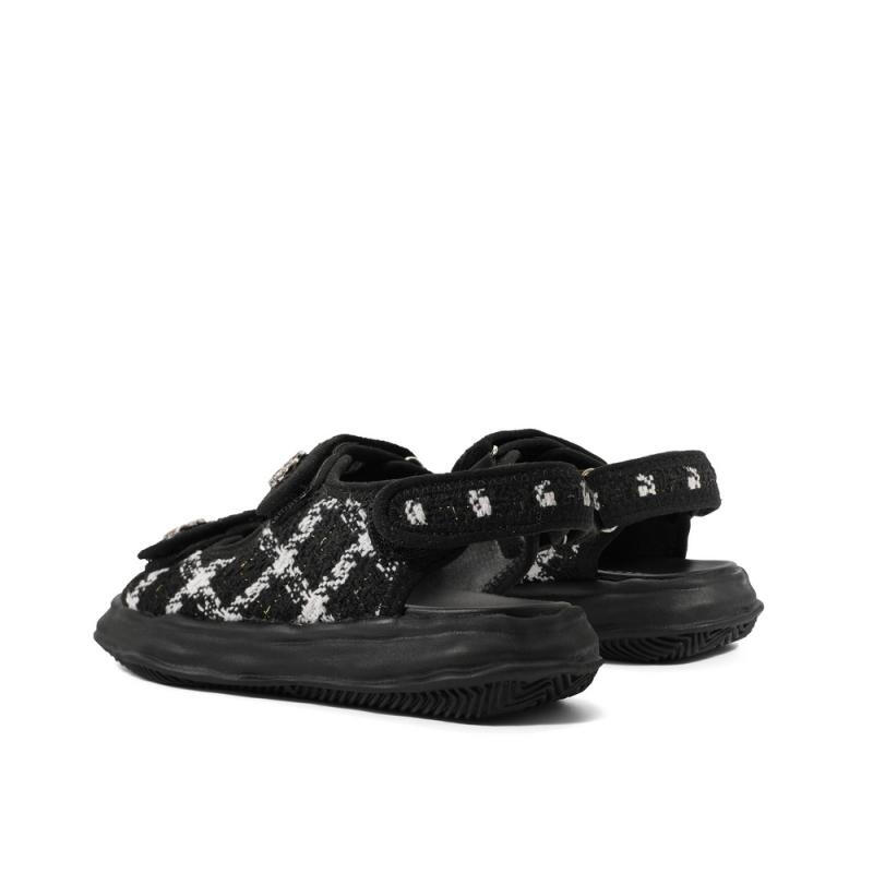 百丽小香风凉鞋女商场同款魔术贴童鞋D2601B62 黑色 31