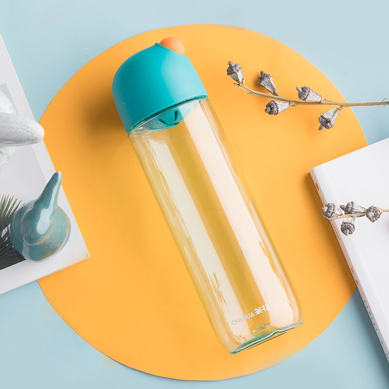 茶花水杯便携女塑料水杯运动水杯男女随手杯子1个装 活力青 容量540ml
