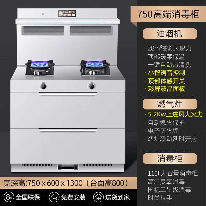 志高（CHIGO）750mm小户型集成灶一体式灶家用大容量独立蒸烤一体式保洁柜集成灶单身公寓一体灶消毒柜