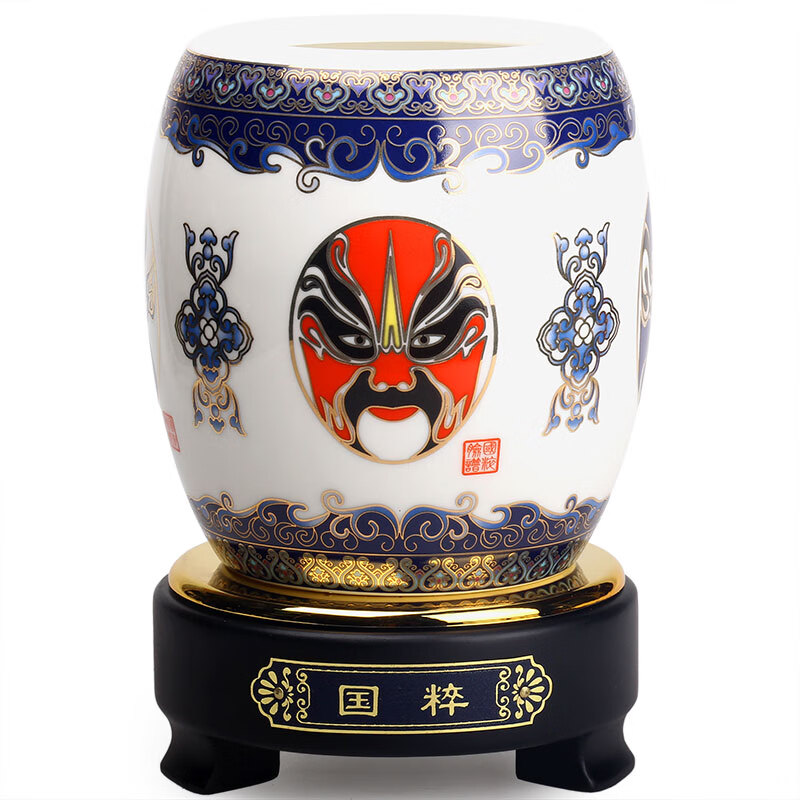 创意外事出国礼品送老外 景泰蓝国粹京剧脸谱旋转笔筒 陶瓷京剧国粹