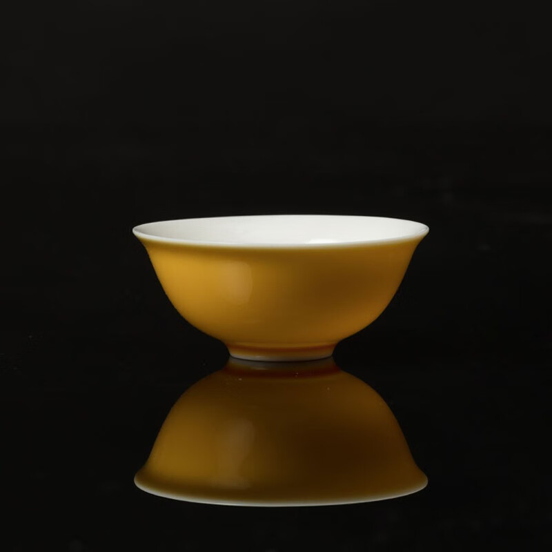 瑞泉岩茶 白瓷功夫茶具套装 专用盖碗/公道杯/品茗杯 黄色茶具