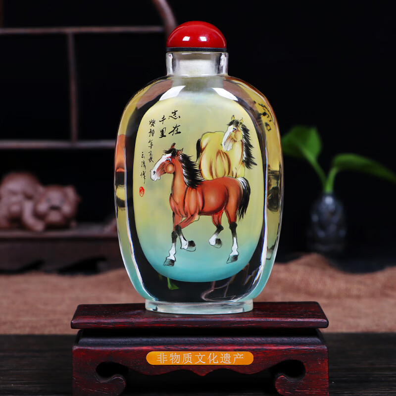御赐品鼻烟壶内画摆件手工绘画商务会议出国礼品送老外客户朋友生日礼物