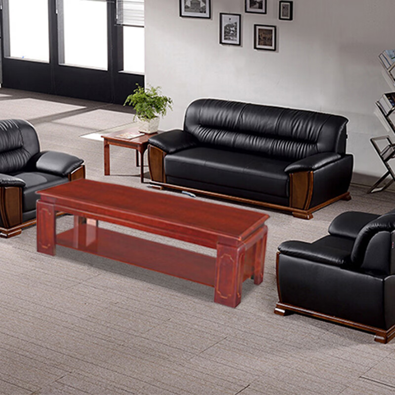 臻远ZYJJ-80280办公沙发茶几组合办公室简约会客商务沙发 牛皮单人位