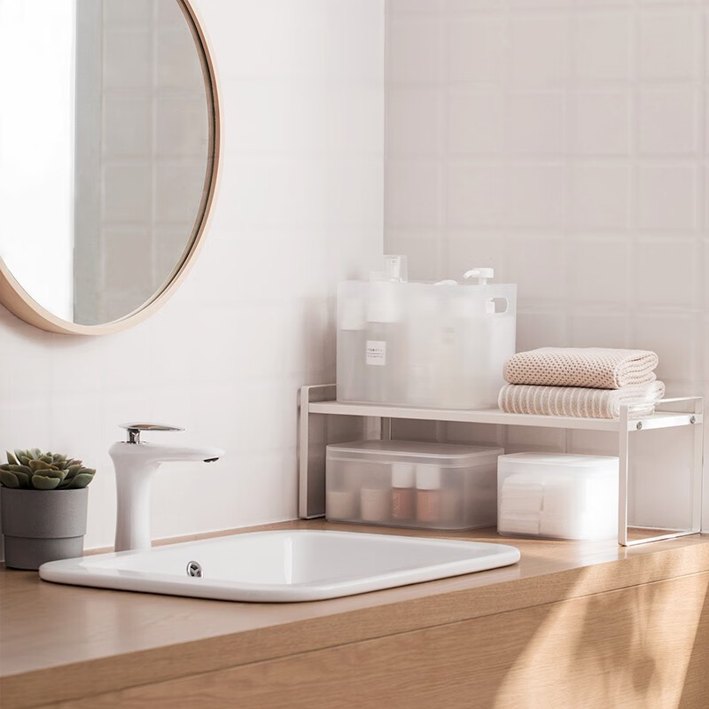 茶花（CHAHUA）茶花收纳盒桌面小盒子收纳格半透明磨砂 收纳盒150002 1个装