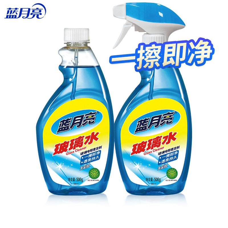 蓝月亮玻璃清洁剂 浴室汽车玻璃清洁 瓷砖光滑玻璃水 500g+500g