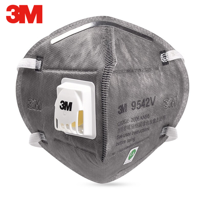 3M 9542V KN95活性炭带阀口罩头带式防雾霾粉尘喷漆异味装修防尘口罩