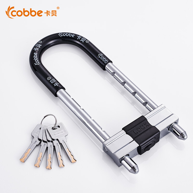 卡贝u型锁 玻璃门锁防盗双门双开公司办公室双门玻璃锁 黑色-460mm