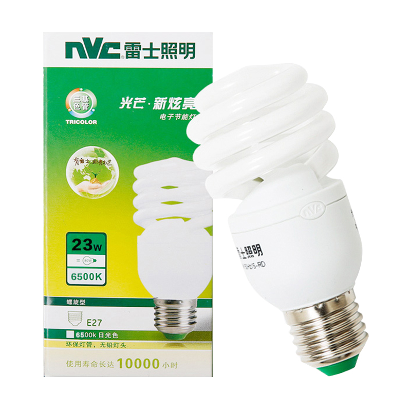 雷士照明(NVC)23w正白光 节能灯6500K E27大口螺旋灯泡球泡 大功率瓦数光源家用商用