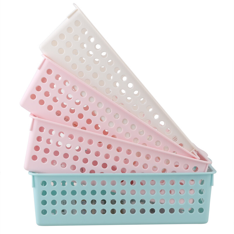 茶花（CHAHUA）茶花圆点收纳筐蔬菜水果筐果蔬收纳整理筐多功能滤水筐文具框 卡其色 【M号17.5*30*11cm】2897