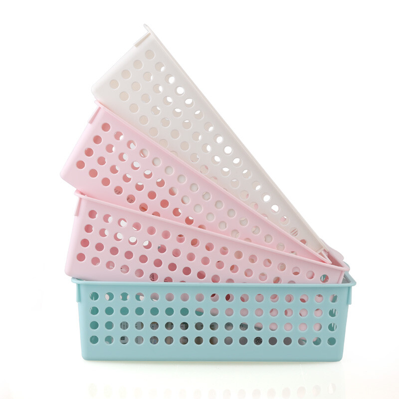 茶花（CHAHUA）茶花收纳筐厨房蔬菜水果筐果蔬收纳整理筐文具收纳盒收纳筐小号2898 粉色4个装-2898