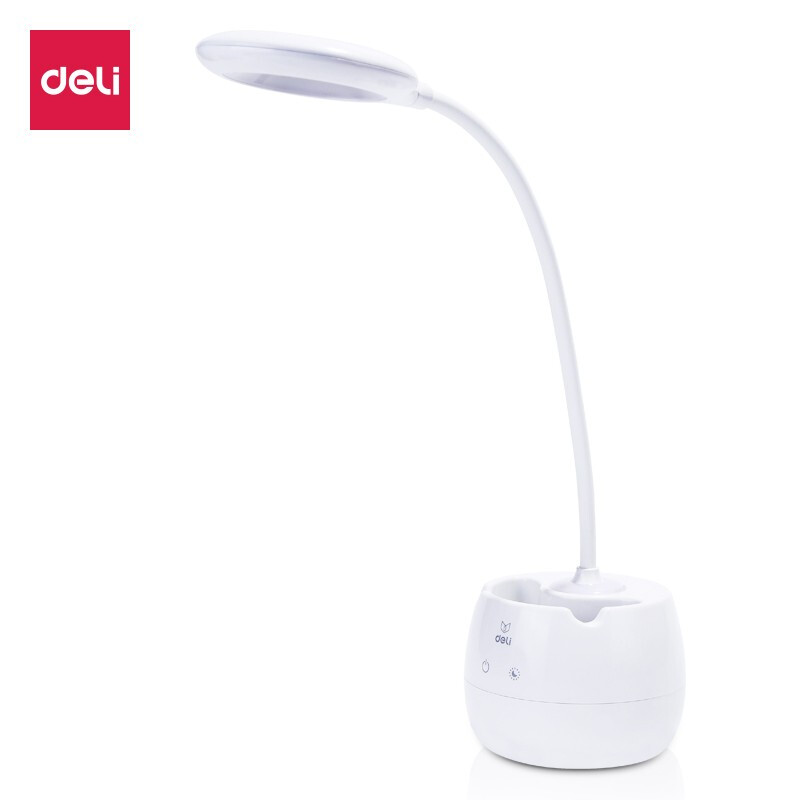 得力（deli）(deli)带笔筒创意护眼台灯 3档调节可当夜灯 白4326 白色