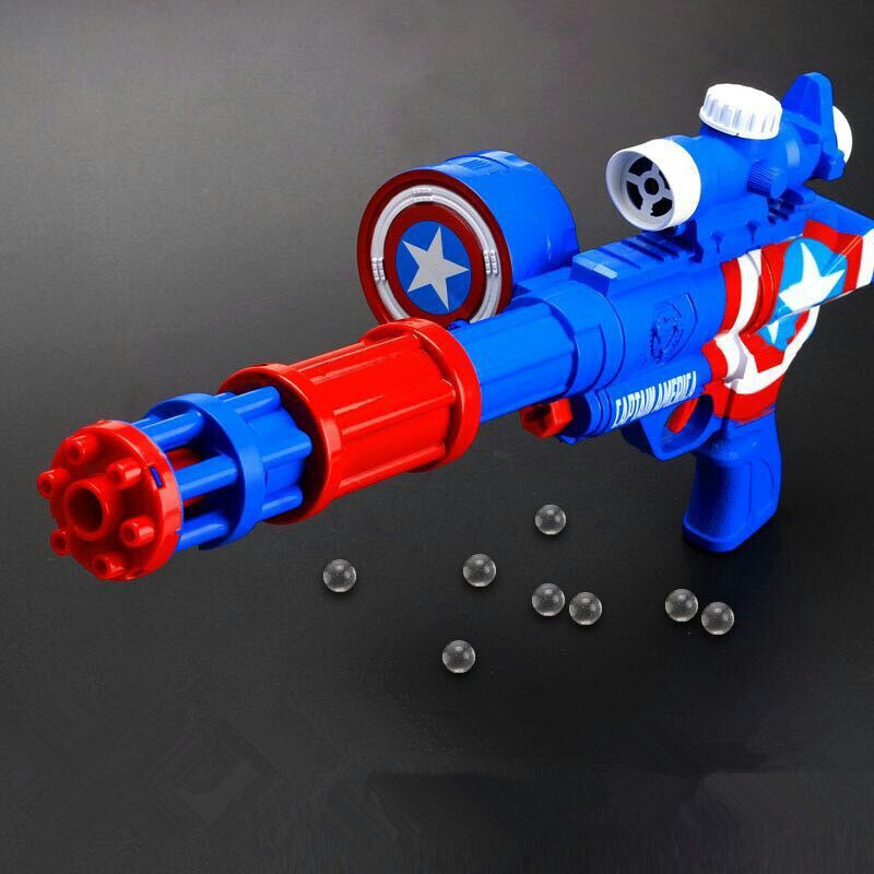 手动加特林水晶弹软弹复仇者联盟美国队长儿童玩具枪 黑色经济版