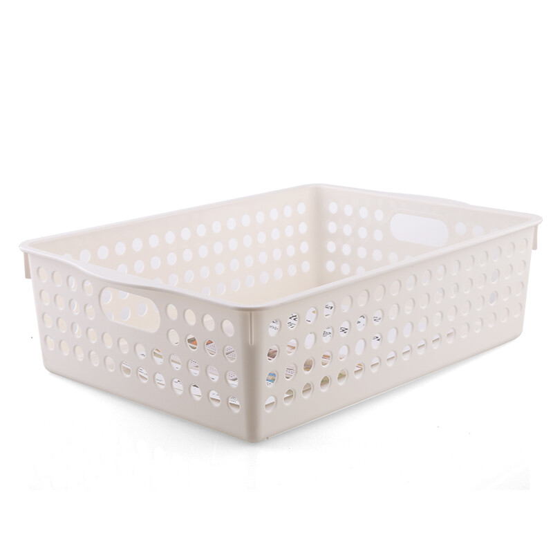 茶花（CHAHUA）茶花圆点收纳筐蔬菜水果筐果蔬收纳整理筐多功能滤水筐文具框 卡其色 【M号17.5*30*11cm】2897