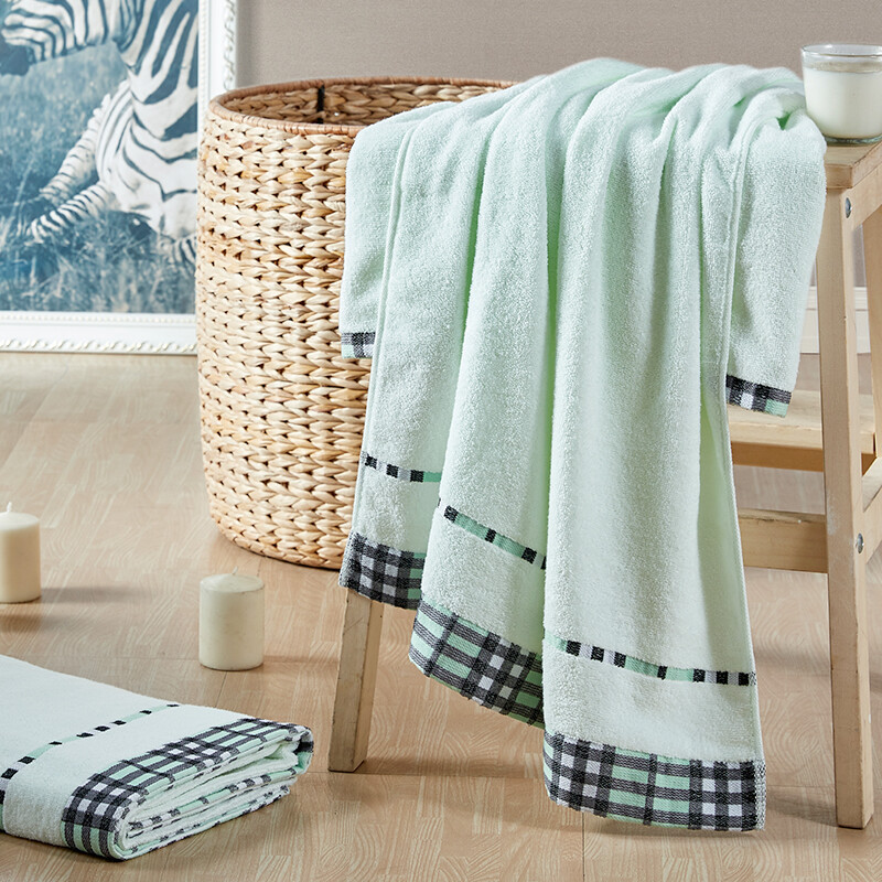 孚日洁玉 浴巾纯棉 爱丁堡畅想强吸水成人大浴巾毛巾 68*138cm 绿色