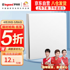 罗格朗（LEGRAND）开关插座面板 简悦系列陶瓷白色 86型墙壁插座 一开双控开关