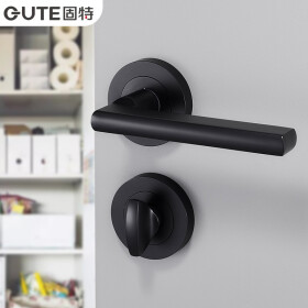 固特GUTE隐形门锁单面锁暗锁室内卧室背景墙门隐藏门锁 黑色5208（单面无钥匙） 适合门厚（35-55MM）