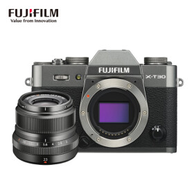 富士（FUJIFILM）X-T30/XT30 微单相机 套机 雅墨灰 （23mm F2定焦镜头 ) 2610万像素 4K视频 蓝牙WIFI