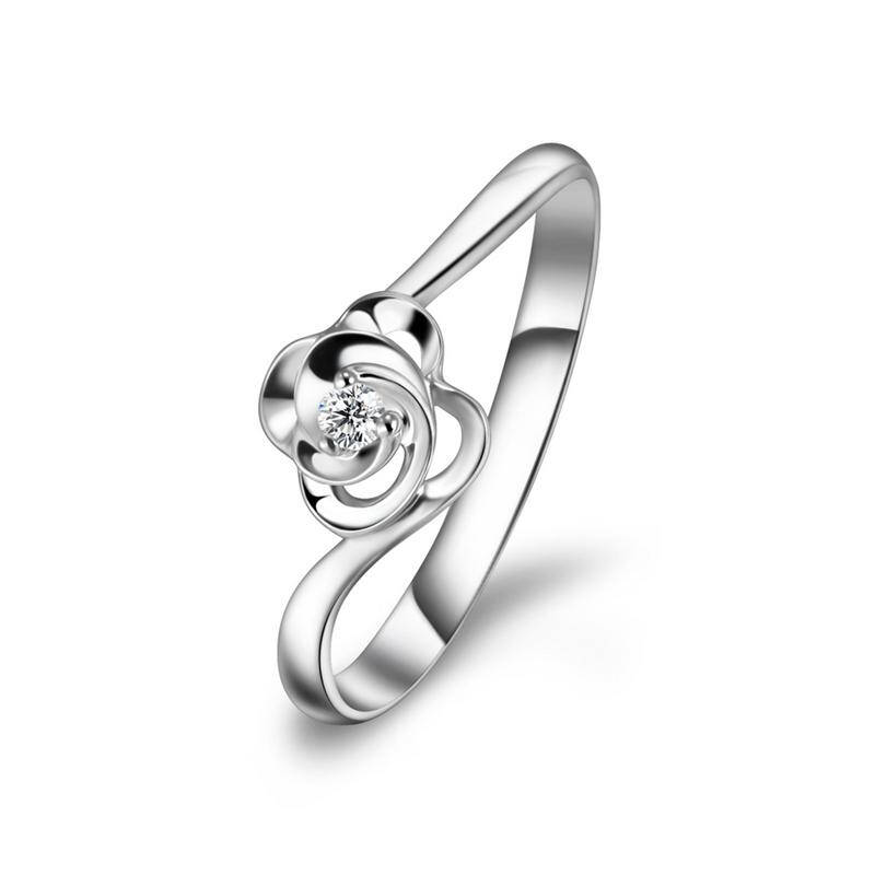 丘比特cupid 玫瑰花形钻戒 pt950铂金18k金钻石女戒 女款白金戒指