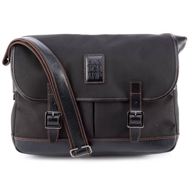 longchamp 珑骧 男款黑色织物斜跨包 2824080 001 xy 自营