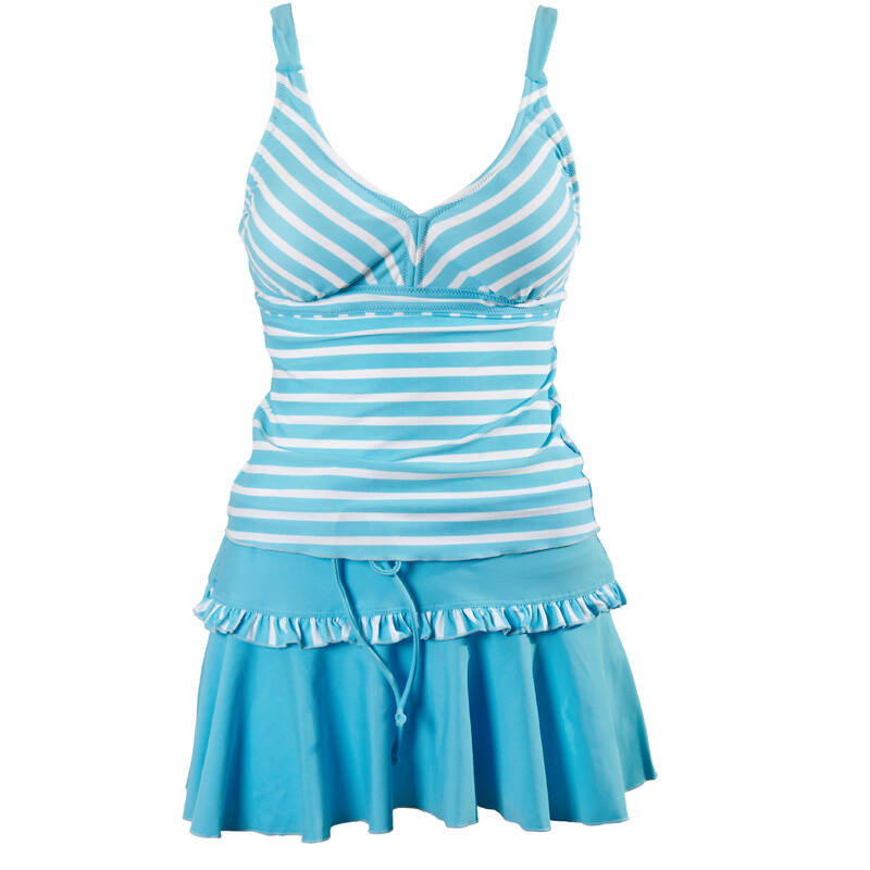 泳衣 分体裙式 少女时尚条纹裙式 三件套泳衣 112501364 兰白条/蓝色