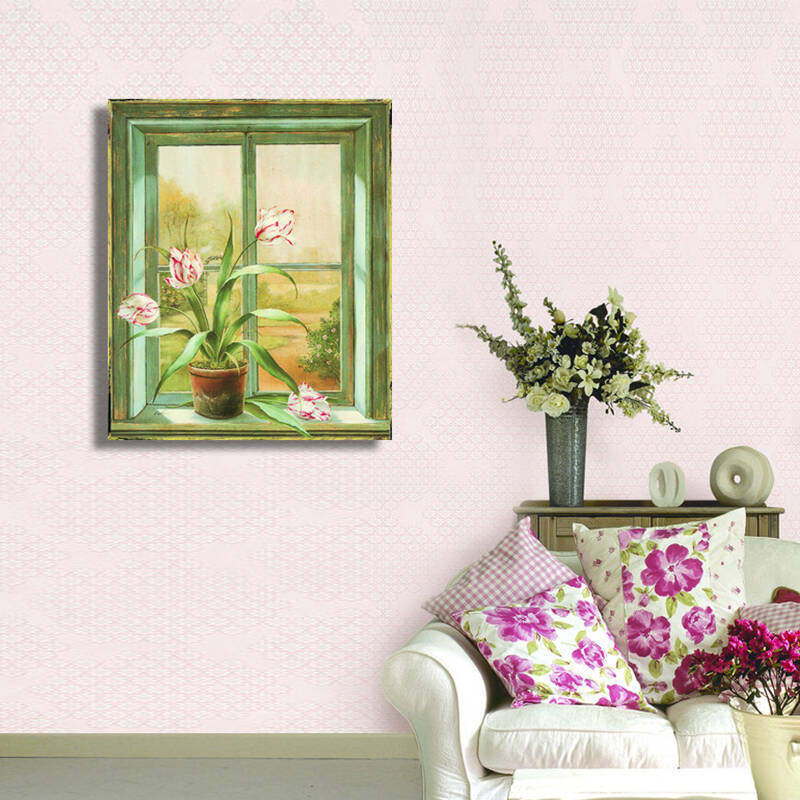 一若高档品牌无框画 仿油画卧室床头挂画 立体窗户画 背景墙装饰画