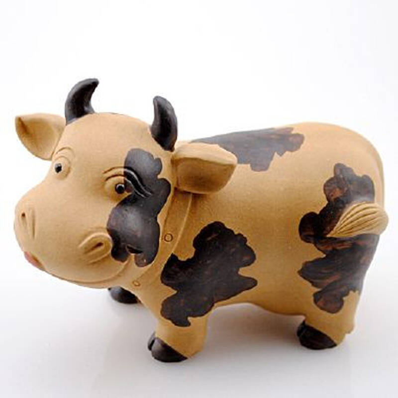 陶瓷故事 宜兴紫砂精品茶宠茶艺 奶牛名片夹摆件