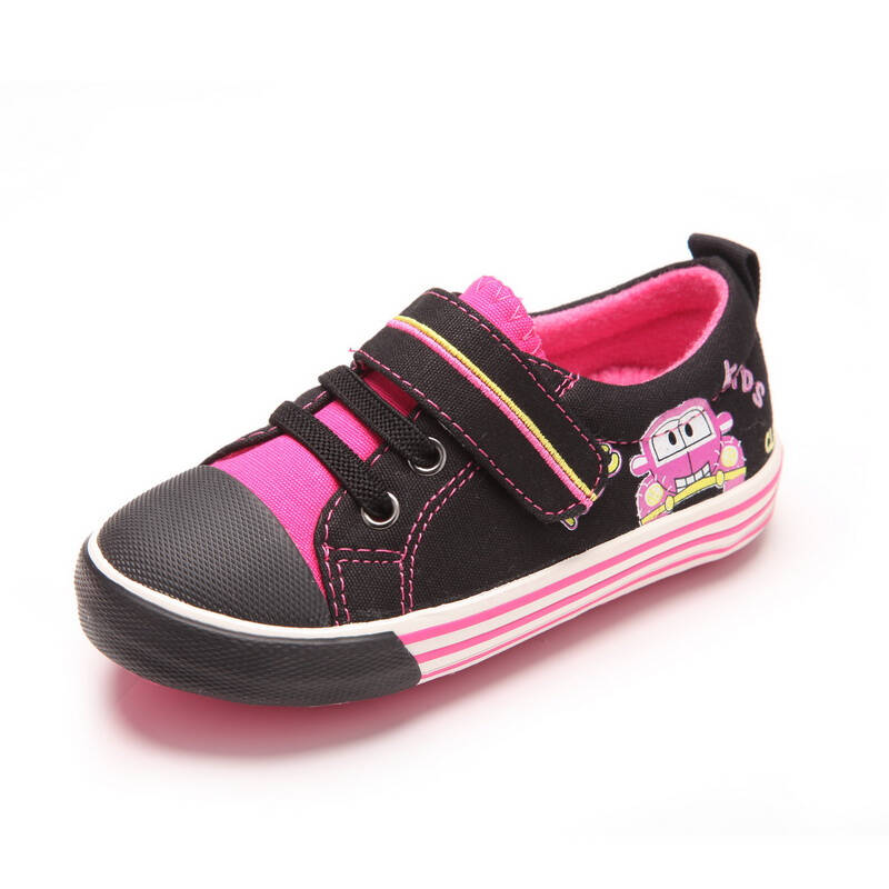abc童鞋秋季新品女童鞋韩版儿童鞋帆布鞋b23111882 黑色 24码/(内长
