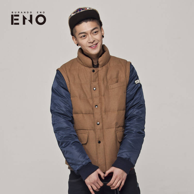 burando eno陈冠希 潮牌时尚保暖 男式羽绒服e3fa16002 驼色 l