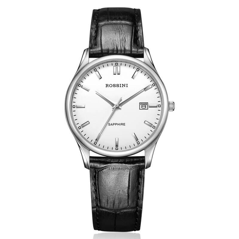 罗西尼(rossini)商务系列石英男表真皮蓝宝石日历男士手表5445w01a