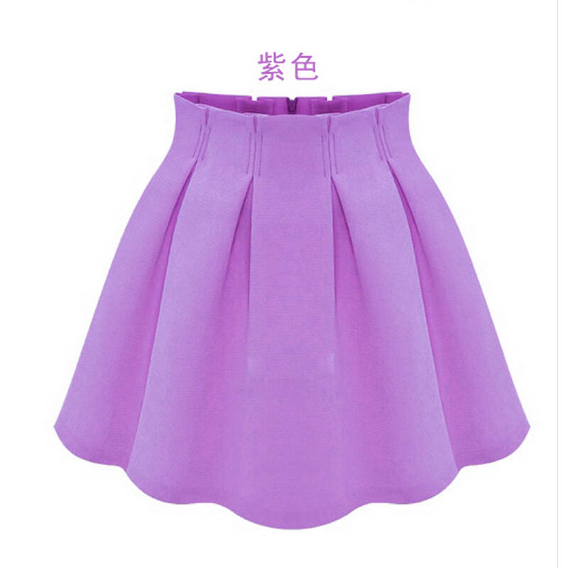 夏 欧洲站明星同款女装 大码包臀高腰百褶蓬蓬裙短裙 紫色 m