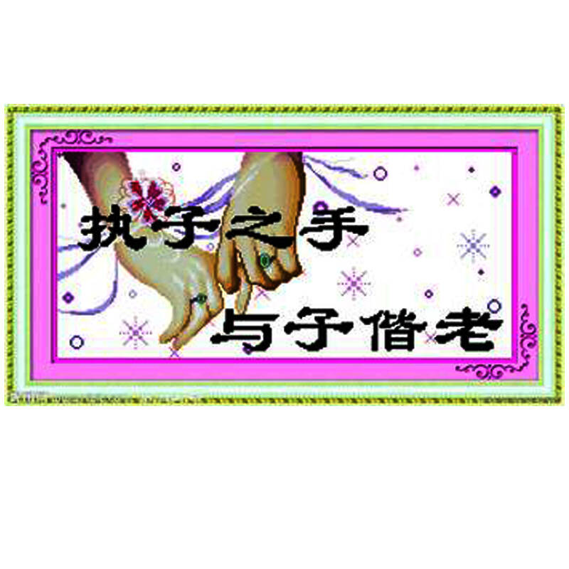 华庭丽娜百分百精准印布上的十字绣套件 执子之手与子偕老