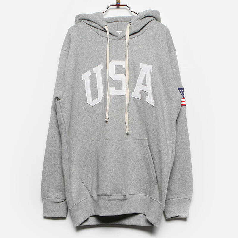 时尚起义 韩国字母图案连帽卫衣 男610430 冷灰色 one