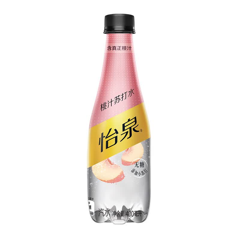怡泉schweppes无糖零卡 桃汁味 苏打水 400ml*12瓶 整箱装 可口可乐