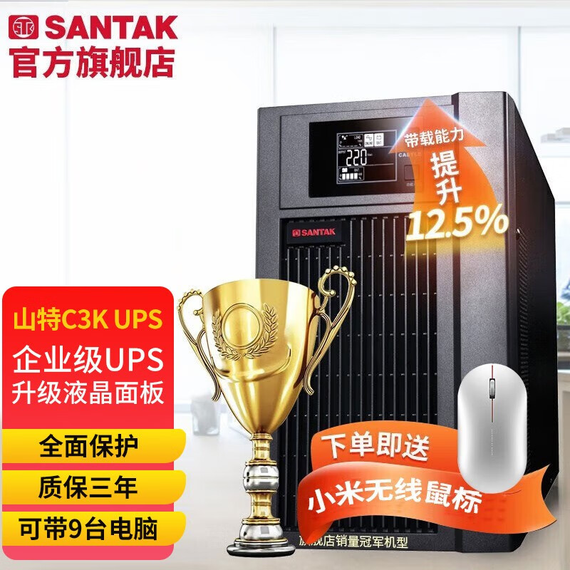 山特（SANTAK） UPS不间断电源在线式稳压服务器机房电脑 C3K-E 3000VA2700W